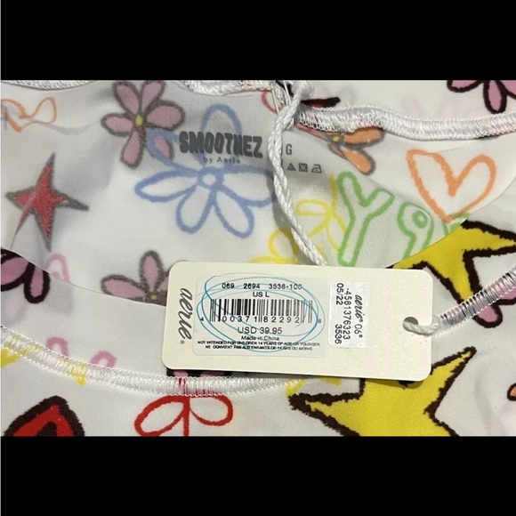 Aerie Smoothez Crop Top Bralette Large Star Graphic Print - Picture 6 of 6